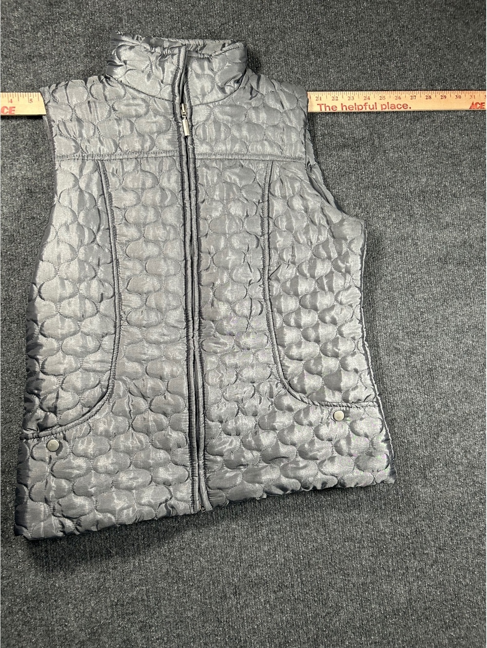 Jane Ashley Gray Quilted Sleeveless Puffer Vest Medium